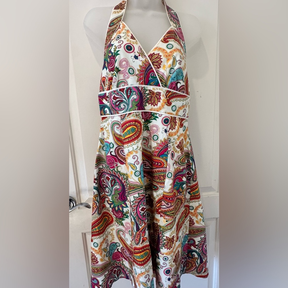 Tahari Halter Paisley Print Dress